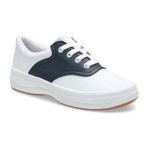 Keds Saddle Shoe Sneakers, white/navy, size 3 kids. Brand New!